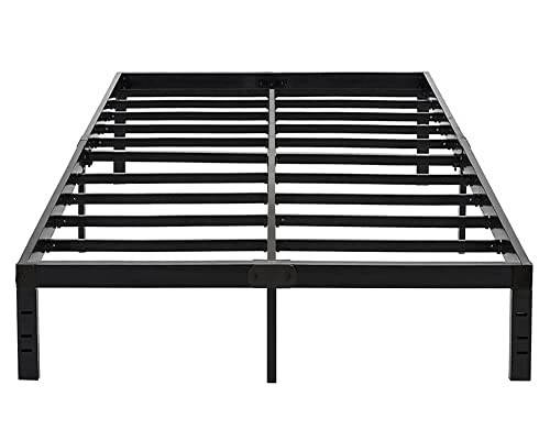 Eavesince King Bed Frame 14 Inch High Max 1000 Pound Steel Slat Support Heavy Duty Sturdy Metal King Size Platform No Box Spring Needed Easy Assembly Noise Free Black