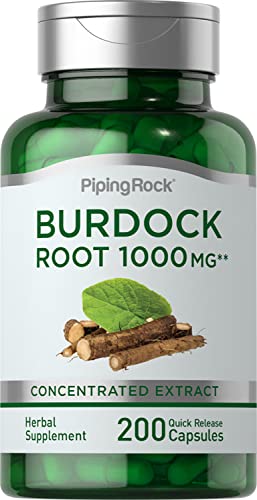 Piping Rock Burdock Root Capsules 1000mg | 200 Count | Herbal Supplement | Concentrated Extract | Gluten Free, Non-GMO