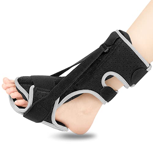 Upgraded Adjustable Plantar Night Splint for Women & Men, Relief Brace for Plantar Fasciitis Relief, Achilles Tendonitis and Foot Drop (Black)