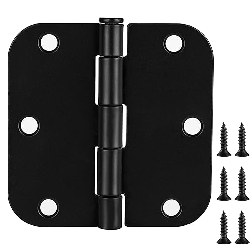 Weeylif 18 Pack Matte Black Door Hinges Rounded Interior Door Hinges 3.5 Inch x 3.5 Inch 5/8