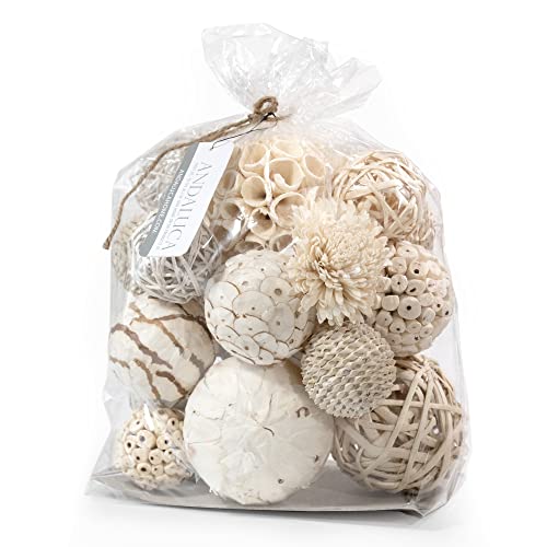 ANDALUCA Decorative Balls Bowl Filler Decor Orbs White & Cream (Natural White)