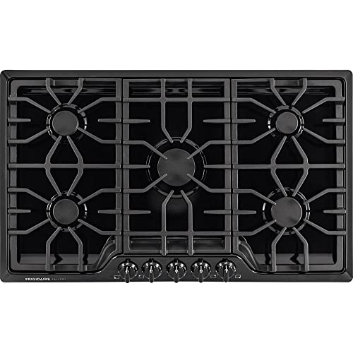 Frigidaire Gallery 36 Inch Black Gas Range, 5-Burners with Liquid Propane Conversion Kit, FGGC3645QB Cooktop