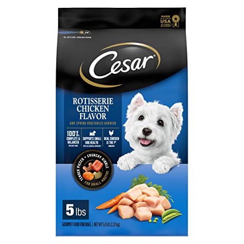 CESAR Adult Small Breed Dry Dog Food Rotisserie Chicken Flavor with Spring Vegetables Garnish, 5 lb. Bag