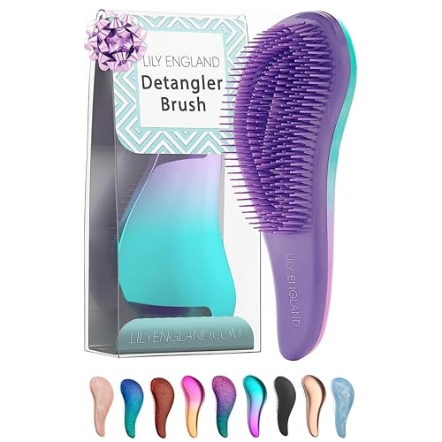 Detangler Brush for Thick Hair, Curly, Straight & Natural Hair - Gentle Detangling Hair Brush for Women, Kids & Toddlers with Flexible Bristles - Lily England Hairbrush for Wet & Dry Hair, Ombre