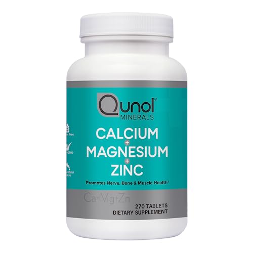 Qunol Calcium 3 in 1 Tablets with Calcium, Magnesium & Zinc for Immune Support, Bone, Nerve, and Muscle Health Supplement, 270 Count