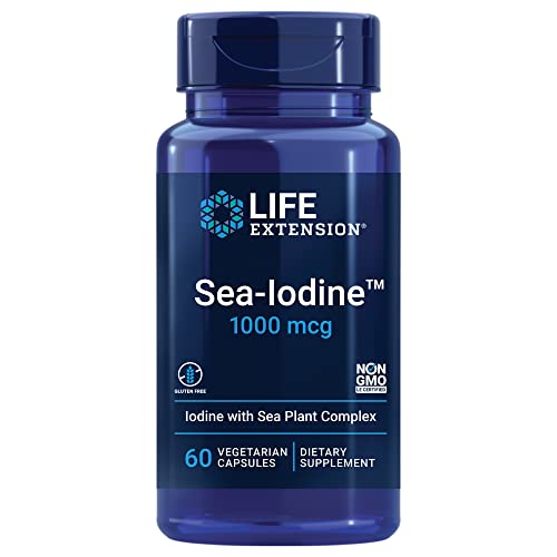 Life Extension Sea-Iodine 1000 mcg – Iodine Supplement Without Salt – Iodine From Organic kelp and Bladder Wrack Extracts - Gluten-Free, Non-GMO, Vegetarian - 60 Capsules