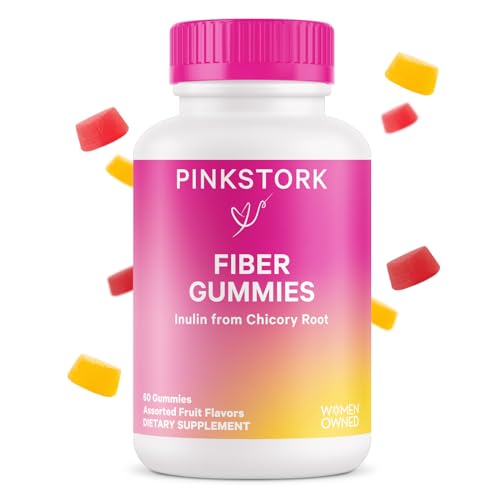 Pink Stork Fiber Gummies - Prebiotic Fiber Supplement with 3g Inulin for Digestive Wellness, Constipation, Bowel Regularity, Gut Health - for Pregnancy and Postpartum - 60 Vegan Fiber Chews