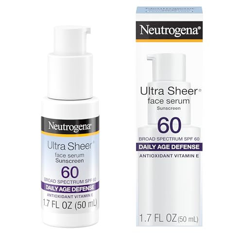 Neutrogena Ultra Sheer Moisturizing Face Serum with Vitamin E & SPF 60+, All Day Facial Sunscreen Serum with Broad Spectrum UVA/UVB Protection, Fragrance-Free, Oxybenzone-Free, 1.7 oz