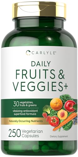 Carlyle Fruits and Veggies Supplement | 250 Capsules | Made with 30 Fruits and Vegetables | Vegetarian, Non-GMO, Gluten Free Superfood Formula