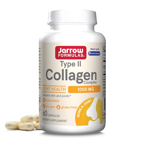 Jarrow Formulas Type II Collagen Complex 500 mg - 60 Capsules - Dietary Supplement Supports Skin & Joints - Derived from Chicken Sternum Cartilage - 30 Servings