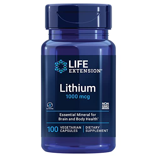 Life Extension Lithium 1000 mcg - for Brain Health, Anti-Aging & Longevity - Memory & Cognition, Mood Support Supplement -Once Daily - Gluten-Free, Non-GMO - 100 Count