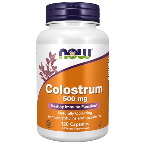 NOW Supplements, Colostrum 500 mg, Naturally occurring Immunoglobulins and Lactoferrin, 120 Veg Capsules