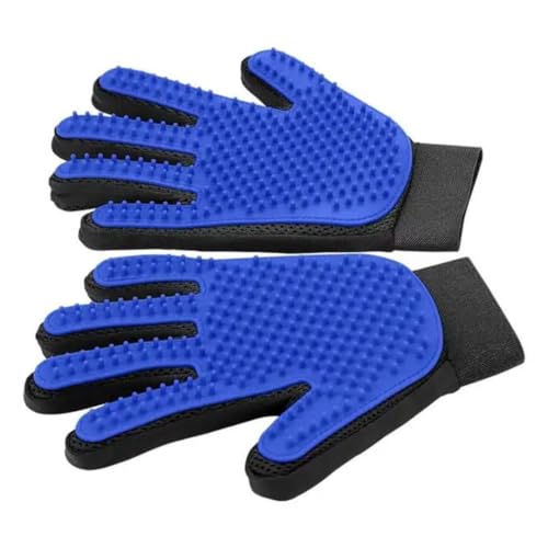 New Pet Grooming Gloves Cat Brushes for Gentle Shedding - Efficient Pets Hair Remover Mittens - Dog Washing Gloves for Long and Short Hair Dogs & Cats & Horses - 1 Pair (Right&Left-Hands) - Blue