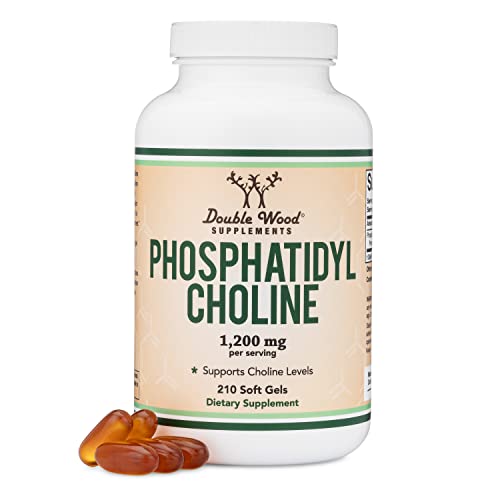 Phosphatidylcholine 1,200mg – 210 Softgels – Enhanced Version of Sunflower and Soy Lecithin (Choline Supplements) - Non-GMO, Manufactured and Tested in The USA to Support Brain Health by Double Wood