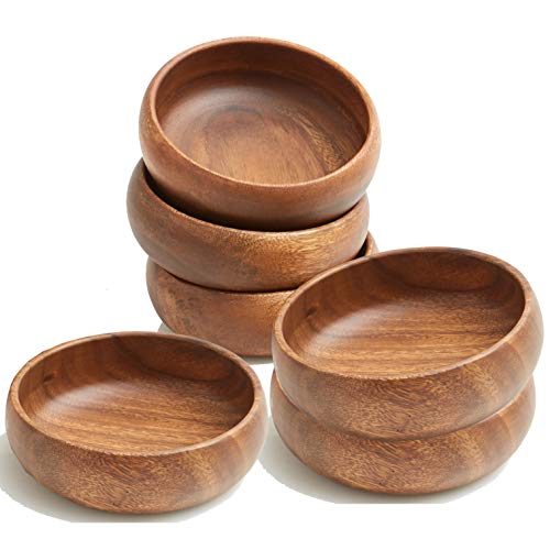 Woodard & Charles Acacia Wood Snack Serving Bowl, Set of 4, 6