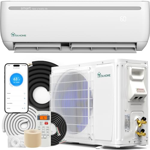 YITAHOME 12000 BTU Mini Split Air Conditioner Heat Pump System, Wifi Enabled 20 SEER2 115V Ductless AC Cool Up to 750 Sq. Ft, Compatible with Alexa, R32 Refrigerant & Installation Kit, White