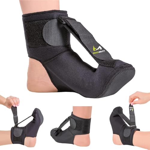 BraceAbility Plantar Fasciitis Night Splint Sock - Soft Plantar Fascia Brace for Sleeping, Achilles Tendonitis, Foot Drop, Heel Pain - Plantar Fasciitis Relief Night Splint for Women and Men (Large)