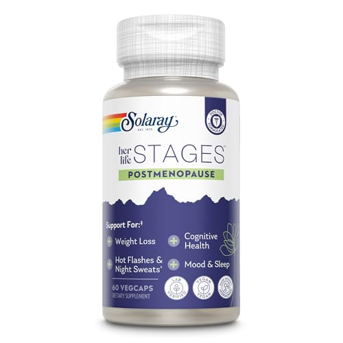 Solaray Postmenopause her Life Stages - Post Menopause Supplements for Women with Resveratrol - Vegan and Made Without Hormones - 60-Day Guarantee - Vegan, Lab Verified - 30 Servings, 60 VegCaps