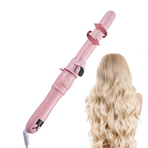 TANSHINE Curling Iron 1.1 Inch,Automatic Waver Curling Wand, Auto Rotating Hair Curler 28mm Barrel,Hair Waving Spinning Curling Iron Hair Styling,Self Hair Crimper with Adjustable Heat Settings,Pink