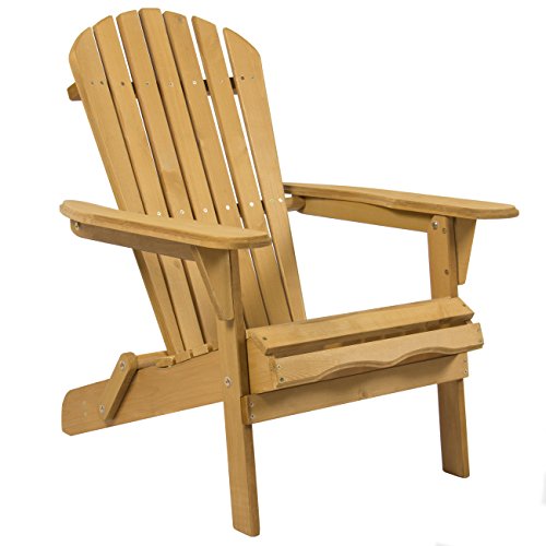 Best Choice Products Folding Adirondack Chair Outdoor Wooden Accent Furniture Fire Pit Lounge Chairs for Yard, Garden, Patio w/ 350lb Weight Capacity - Brown