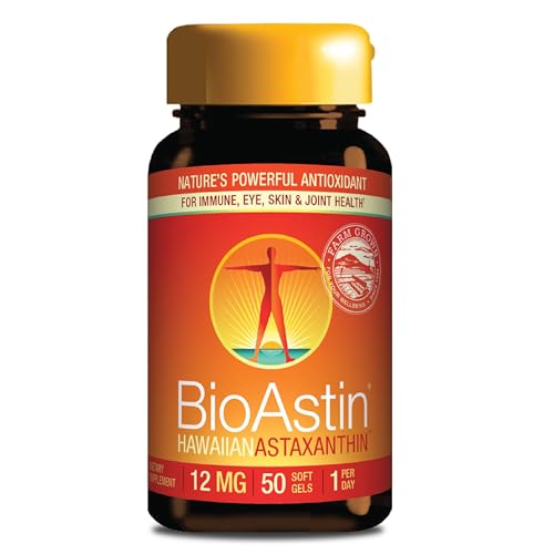 Nutrex Hawaii, BioAstin Hawaiian Astaxanthin 12 mg, Boosts Immunity and Supports Eye, Skin and Joint Health, 50 Count