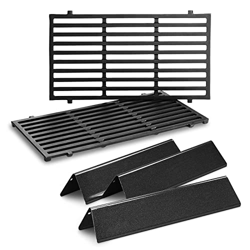 Hisencn 7635 15.3 inch Flavorizer Bars and 7637 17.5 inch Cooking Grates for Weber Spirit I & II 200 Series, Spirit E210, S210, E220, S220 with Front Control Knobs