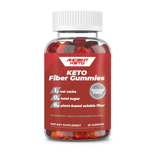 Sugar Free Keto Fiber Gummies for Adults | Keto Vitamin Supplement for Men and Women | High Fiber Plant Based Prebiotics, Soluble Fiber Supplement, Vitamin Gummy for Adults, Tasty Mixed Fruit 90 ct