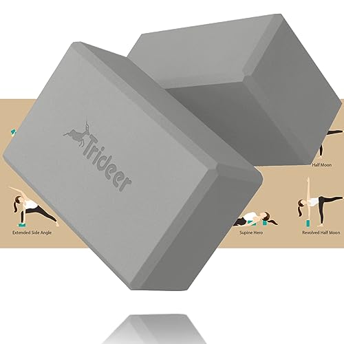 Trideer Yoga Blocks, Yoga Blocks 2 Pack, Premium EVA Foam Blocks with Free Guide, Supportive, Lightweight & Odor Resistant, Yoga Essentials 9