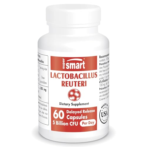 Supersmart - Lactobacillus Reuteri 5 Billion CFU per Day (Probiotic Supplement) - Digestive Health - Intestinal Microflora Balance - Normal Lipid Balance | Non-GMO & Gluten Free - 60 DR Capsules