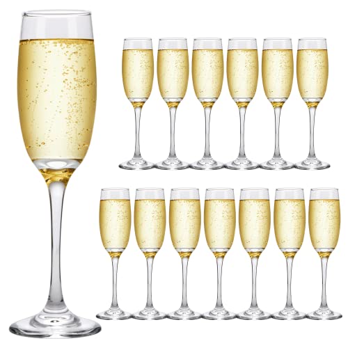 Ufrount 6oz Champagne Flute,Clear Champagne Glasses Set of 14,Elegant Stemmed Champagne Glasses Sparkling Wine Glasses for Birthday,Parties,Wedding