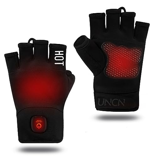 uncn Heated Gloves Fingerless for Women Man Work Touchscreen Gloves for Winter Cold Weather Rechargeable Electric