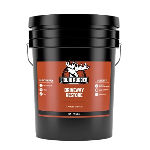 Liquid Rubber Driveway Restore Sealant - Highly Flexible Asphalt Coating Fills Cracks and Revitalize, Easy to Use and Apply, 5 Gallon