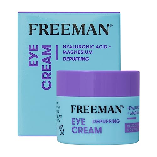 Freeman Restorative Moisturizing & Depuffing Eye Cream + Overnight Leave-On Treatment, For Dull & Tired Eyes, Brightens Undereye Skin, Infused With Magnesium & Hyaluronic Acid, 0.5 fl.oz./ 15 mL Jar