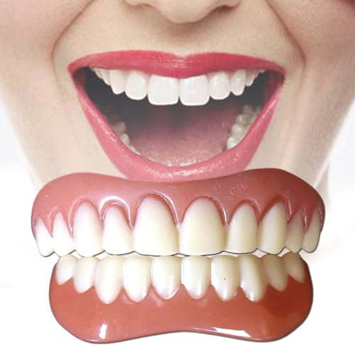 Fake Teeth, 2PCS Temporary Fake Teeth for Women and Men, Nature and Comfortable Veneers to Regain Confident Smile