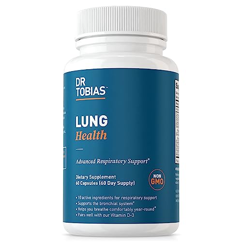 Dr. Tobias Lung Health, Lung Support Supplement with Vitamin C, Butterbur, Quercetin & Bromelain, Lung Cleanse & Detox Formula for Bronchial & Respiratory System, Non-GMO, 60 Capsules, 60 Servings