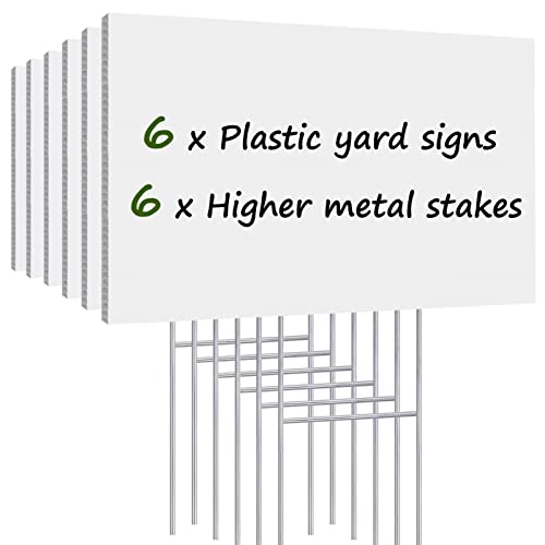 Blank Yard Signs with Stakes, Remiawy 6 Pack Lawn Signs Corrugated Plastic 17x12 Inches Custom Double Sided for Yard Sale Sign Outdoor, Garage Sale, Open House, Estate Sale, Guidepost, Birthday Party