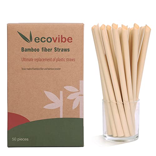 Ecovibe Straws Bamboo Straws Milkshake Straws Bamboo Straws Disposable Compostable Disposable Straw Straws For Hot Drinks Paper Boba Straws Bamboo Straw Drinking Bambo Straws Eco Straws（50 Pcs)