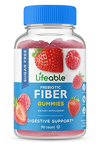 Lifeable Sugar Free Prebiotics Fiber for Adults - 4g - Great Tasting Natural Flavored Gummy Supplement - Keto Friendly - Gluten Free, Vegetarian, GMO Free - for Gut and Digestive Health - 90 Gummies