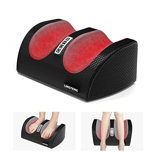 LINGTENG Shiatsu Foot Massager Machine with Heat, Foot and Calf Massager with Massage Roller, Deep Tissue Massager for Plantar Fasciitis, Pain Relief, Promotes Blood Circulation