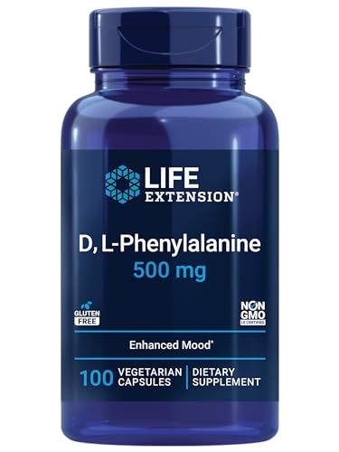 Life Extension D L-Phenylalanine 500 mg - Enhance Mood, Nourishing Memory, Focus & Cognitive Performance Support - Non-GMO, Gluten-Free - 100 Vegetarian Capsules