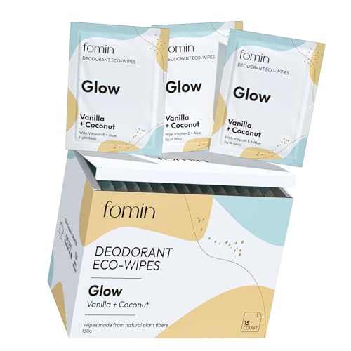 FOMIN Deodorant Wipes - 15 Count - Coconut Vanilla - Eco-Friendly Mini Deodorant Wipes for Women, Travel Size Individually Wrapped Wipes, Anti Sweat & Armpit Deodorant Wipes for Sensitive Skin