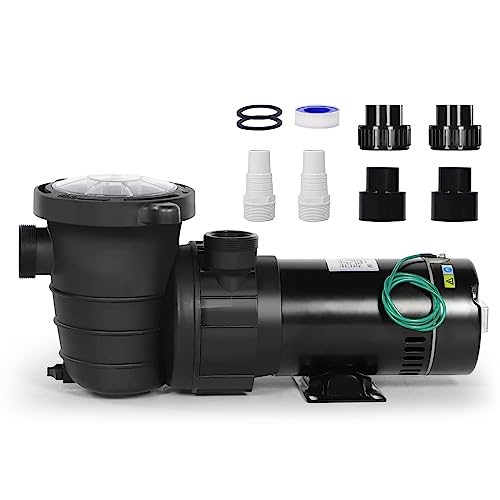 Above Ground Pool Pump, Swimming Pool Pump, 1.5HP 115/230V Dual Voltage Pool Pump Above Ground with Strainer Basket and 4 Pipe Fitting