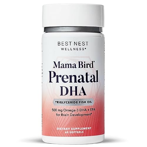 Best Nest Wellness Mama Bird Prenatal DHA Vitamin, 500 mg, Triglyceride Fish Oil, Supports Baby