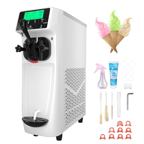 GSEICE Soft Serve Ice Cream Machine for Home, 3.2 to 4.2 Gal/H Ice Cream Maker Machine with Pre-cooling, 1050W Single Flavor Commercial Ice Cream Machine Machine with 1.6 Gal Tank