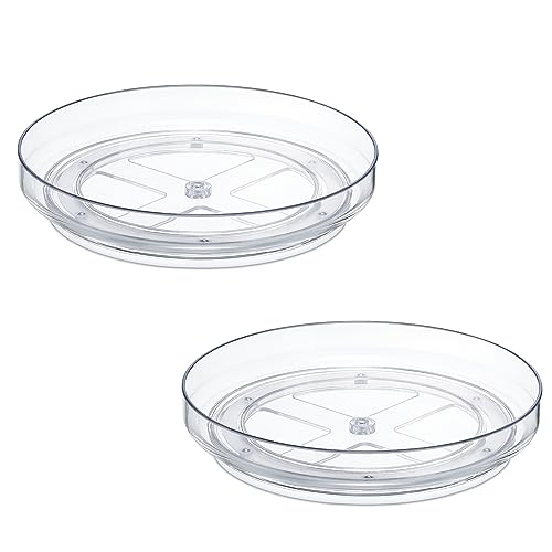 2 Pack, 9 Inch Clear Non-Skid Lazy Susan Organizers - Turntable Rack for Kitchen Cabinet, Pantry Organization and Storage, Fridge, Bathroom Closet, Vanity Countertop Makeup Organizing, Spice Rack