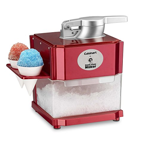 Cuisinart Snow Cone Machine - Makes 5 Icy Cones for Slushies & Frozen Drinks - Includes Reusable & Paper Cones, Red, SCM-10P1