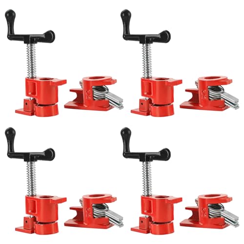FLK Tech 4 Pack 3/4” Wood Gluing Pipe Clamp Set, Heavy Duty Pipe Clamps, Cast Iron Wood Clamps Quick Release for Woodworking, Carpentry, Home Improvement, and DIY Projects