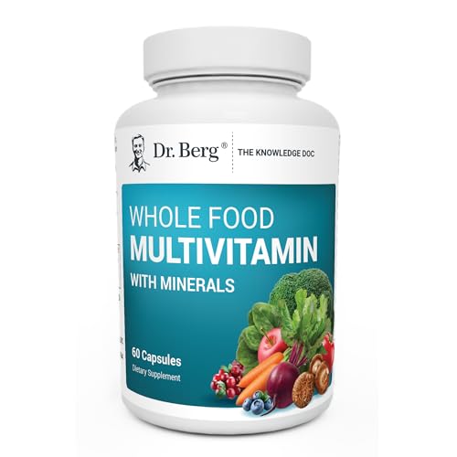 Dr. Berg Whole Food Multivitamin with Minerals - Daily Multivitamin for Men and Women - Includes Premium Whole Food Fruits and Vegetable Blend with Folate, Alpha-lipoic Acid and More - 60 Capsules