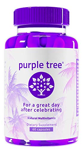 purple tree Post Celebration Wellness Vitamin Pills | Rapid Hydration, Better Mornings, Happy Liver | Dihydromyricetin DHM, Milk Thistle, Electrolytes, Vitamin B, Willow Bark, Quercetin (60 Pills)