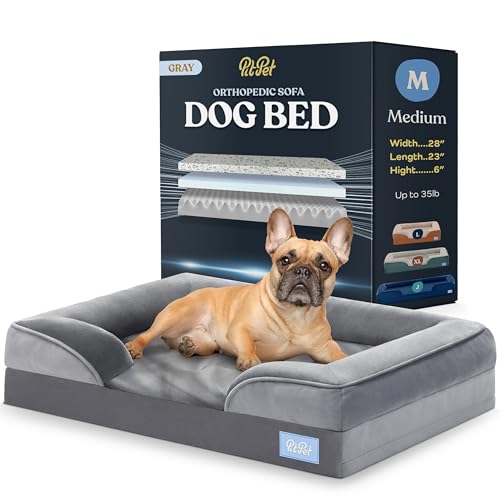 Orthopedic Sofa Dog Bed - Ultra Comfortable Dog Beds for Medium Dogs - Breathable & Waterproof Pet Bed- Egg Foam Sofa Bed with Extra Head and Neck Support - Removable Washable Cover & Nonslip Bottom.